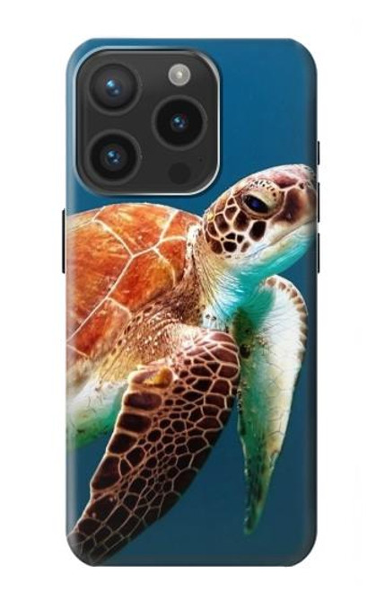 W3497 Green Sea Turtle Hard Case and Leather Flip Case For iPhone 15 Pro