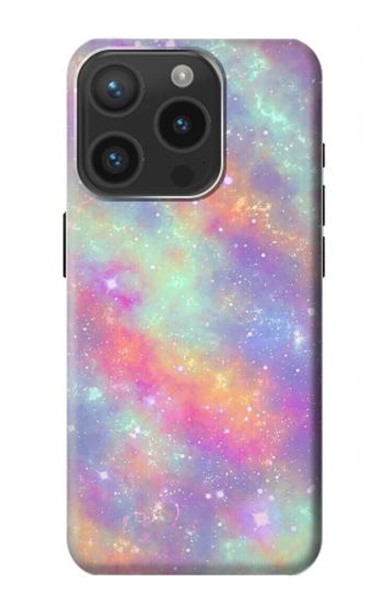 W3706 Pastel Rainbow Galaxy Pink Sky Hard Case and Leather Flip Case For iPhone 15 Pro