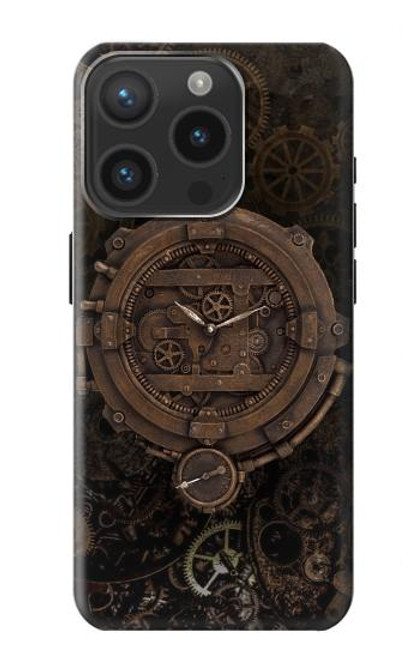W3902 Steampunk Clock Gear Hard Case and Leather Flip Case For iPhone 15 Pro
