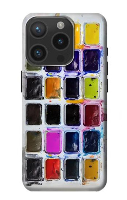 W3956 Watercolor Palette Box Graphic Hard Case and Leather Flip Case For iPhone 15 Pro