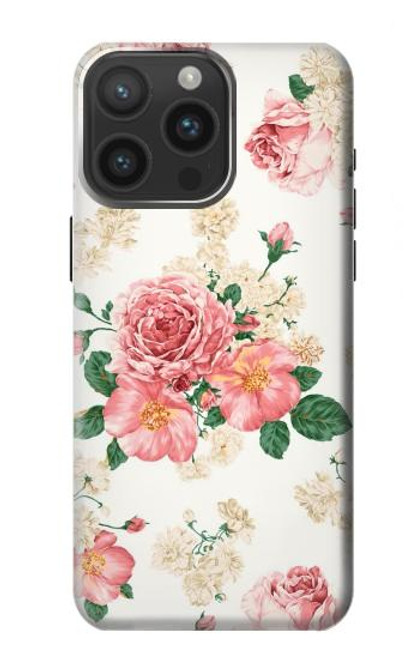 W1859 Rose Pattern Hard Case and Leather Flip Case For iPhone 15 Pro Max