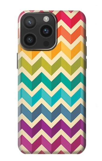 W2362 Rainbow Colorful Shavron Zig Zag Pattern Hard Case and Leather Flip Case For iPhone 15 Pro Max