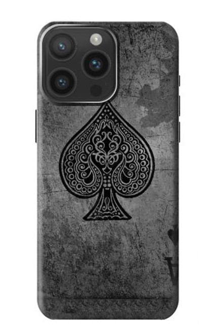 W3446 Black Ace Spade Hard Case and Leather Flip Case For iPhone 15 Pro Max