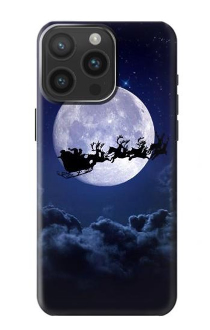 W3508 Xmas Santa Moon Hard Case and Leather Flip Case For iPhone 15 Pro Max