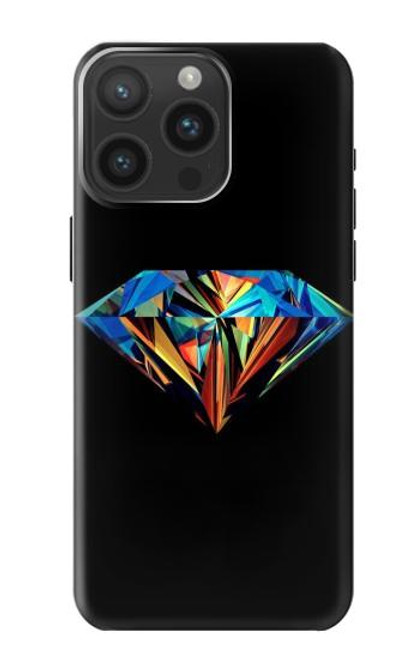W3842 Abstract Colorful Diamond Hard Case and Leather Flip Case For iPhone 15 Pro Max