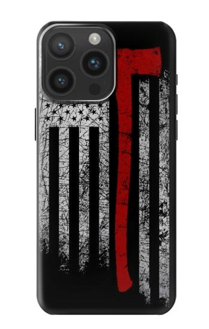 W3958 Firefighter Axe Flag Hard Case and Leather Flip Case For iPhone 15 Pro Max