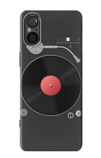 W3952 Turntable Vinyl Record Player Graphic Hard Case and Leather Flip Case For Sony Xperia 5 V