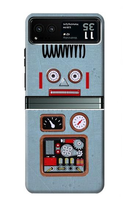 W3040 Retro Robot Toy Hard Case and Leather Flip Case For Motorola Razr 40