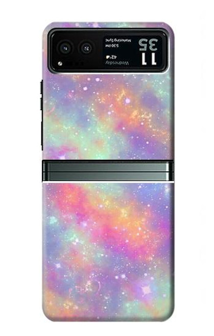 W3706 Pastel Rainbow Galaxy Pink Sky Hard Case and Leather Flip Case For Motorola Razr 40