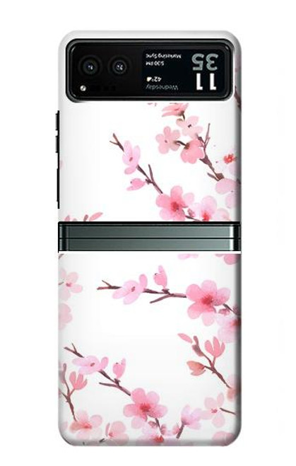 W3707 Pink Cherry Blossom Spring Flower Hard Case and Leather Flip Case For Motorola Razr 40