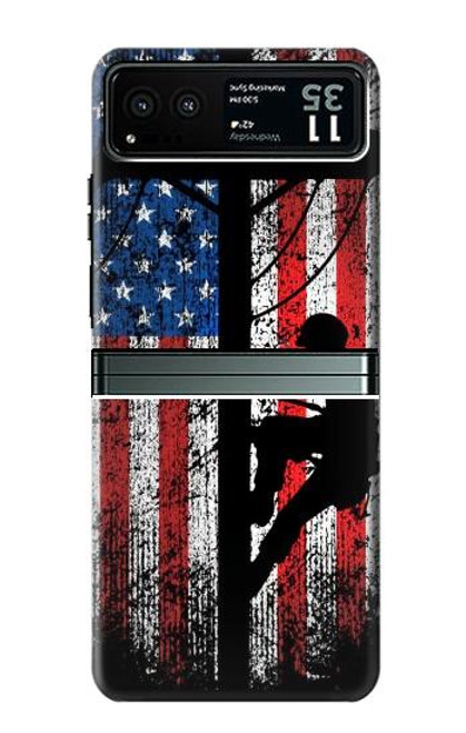 W3803 Electrician Lineman American Flag Hard Case and Leather Flip Case For Motorola Razr 40