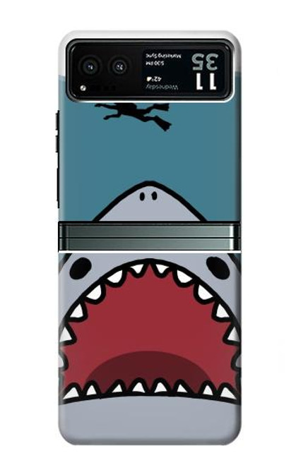 W3825 Cartoon Shark Sea Diving Hard Case and Leather Flip Case For Motorola Razr 40