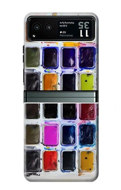 W3956 Watercolor Palette Box Graphic Hard Case and Leather Flip Case For Motorola Razr 40