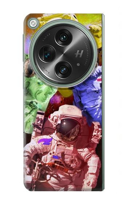 W3914 Colorful Nebula Astronaut Suit Galaxy Hard Case and Leather Flip Case For OnePlus OPEN