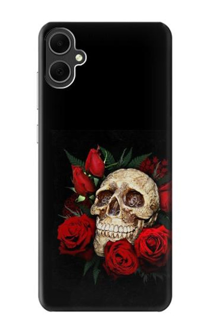 W3753 Dark Gothic Goth Skull Roses Hard Case and Leather Flip Case For Samsung Galaxy A05