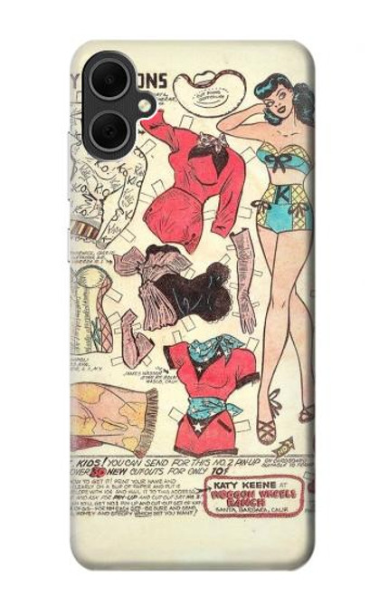 W3820 Vintage Cowgirl Fashion Paper Doll Hard Case and Leather Flip Case For Samsung Galaxy A05