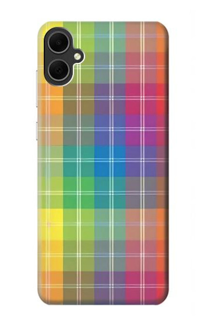 W3942 LGBTQ Rainbow Plaid Tartan Hard Case and Leather Flip Case For Samsung Galaxy A05