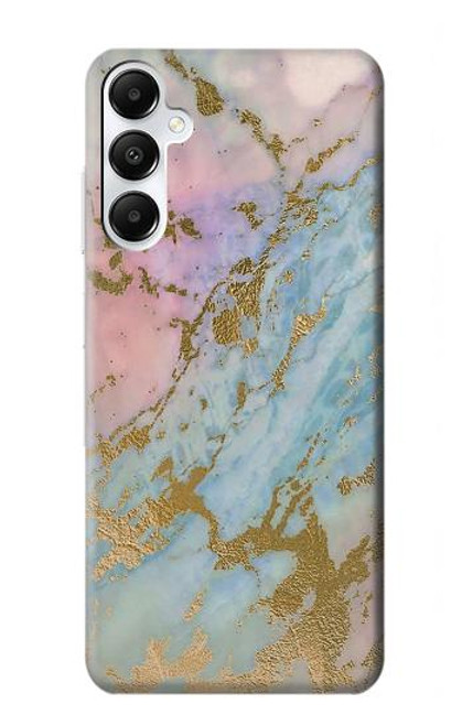 W3717 Rose Gold Blue Pastel Marble Graphic Printed Hard Case and Leather Flip Case For Samsung Galaxy A05s