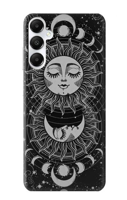 W3854 Mystical Sun Face Crescent Moon Hard Case and Leather Flip Case For Samsung Galaxy A05s