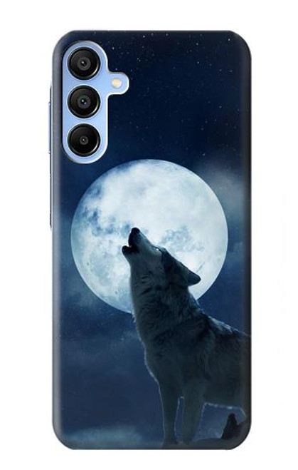 W3693 Grim White Wolf Full Moon Hard Case and Leather Flip Case For Samsung Galaxy A15 5G