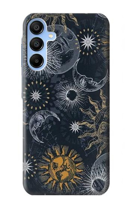 W3702 Moon and Sun Hard Case and Leather Flip Case For Samsung Galaxy A15 5G