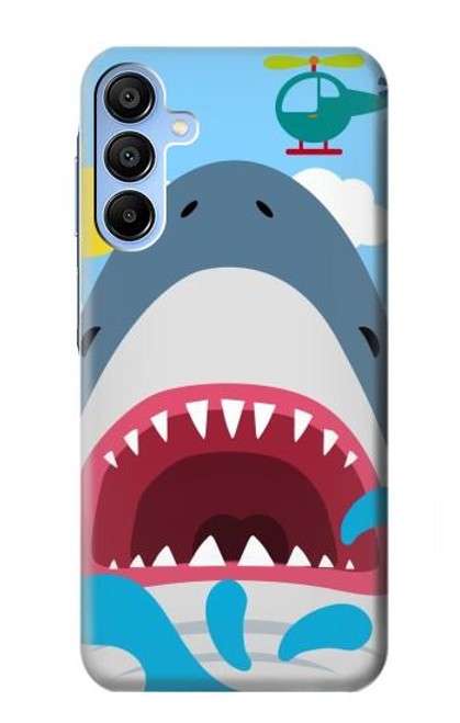 W3947 Shark Helicopter Cartoon Hard Case and Leather Flip Case For Samsung Galaxy A15 5G