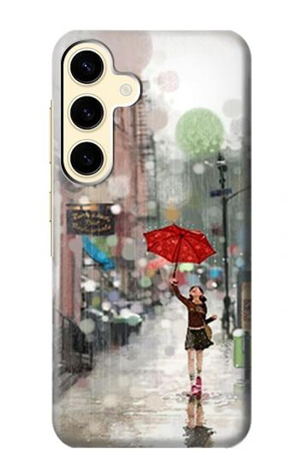 W0108 Girl in The Rain Hard Case and Leather Flip Case For Samsung Galaxy S24