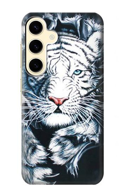 W0265 White Tiger Hard Case and Leather Flip Case For Samsung Galaxy S24