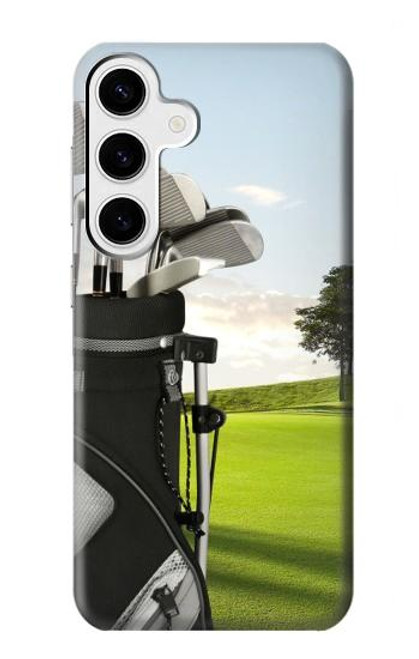 W0067 Golf Hard Case and Leather Flip Case For Samsung Galaxy S24 Plus