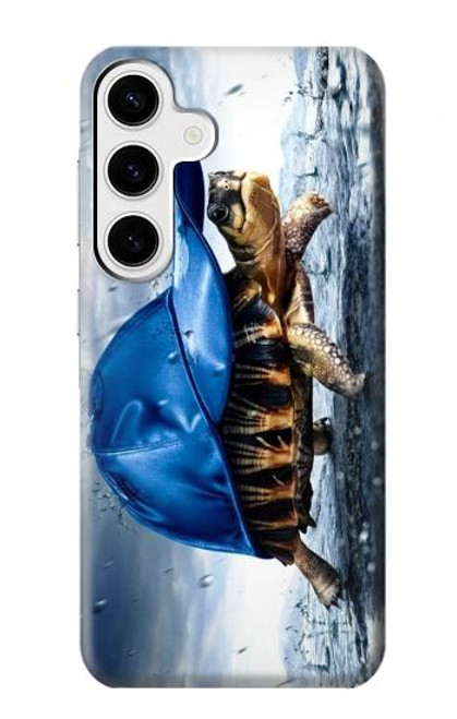 W0084 Turtle in the Rain Hard Case and Leather Flip Case For Samsung Galaxy S24 Plus