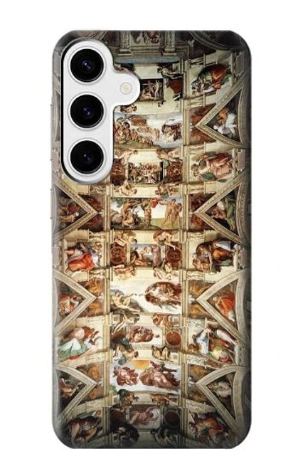 W0177 Michelangelo Chapel ceiling Hard Case and Leather Flip Case For Samsung Galaxy S24 Plus