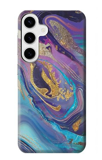 W3676 Colorful Abstract Marble Stone Hard Case and Leather Flip Case For Samsung Galaxy S24 Plus