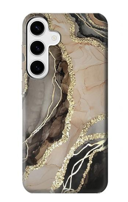 W3700 Marble Gold Graphic Printed Hard Case and Leather Flip Case For Samsung Galaxy S24 Plus