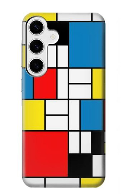 W3814 Piet Mondrian Line Art Composition Hard Case and Leather Flip Case For Samsung Galaxy S24 Plus