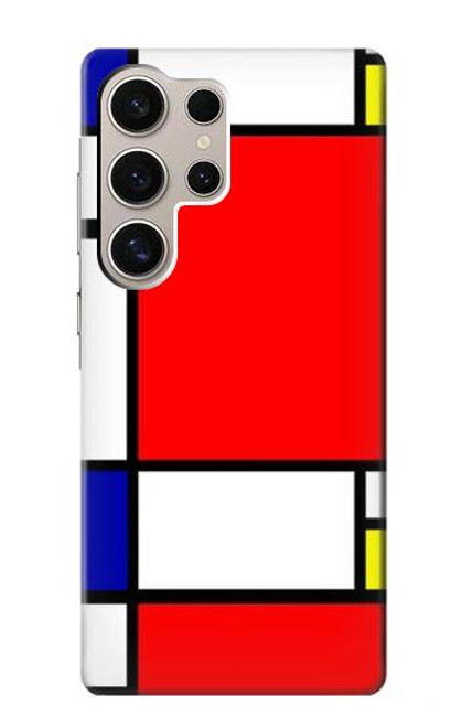 W0157 Composition Red Blue Yellow Hard Case and Leather Flip Case For Samsung Galaxy S24 Ultra