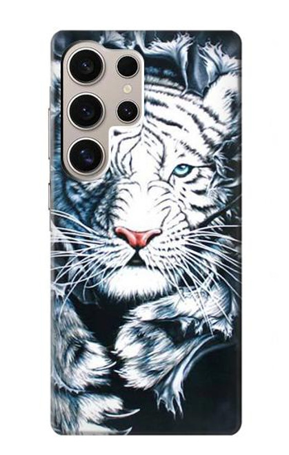 W0265 White Tiger Hard Case and Leather Flip Case For Samsung Galaxy S24 Ultra