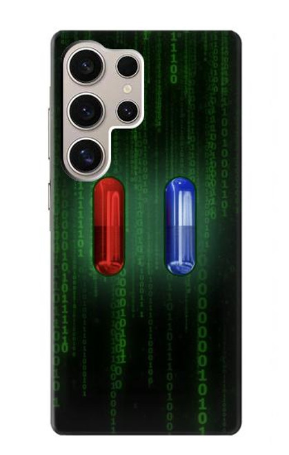 W3816 Red Pill Blue Pill Capsule Hard Case and Leather Flip Case For Samsung Galaxy S24 Ultra