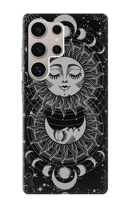 W3854 Mystical Sun Face Crescent Moon Hard Case and Leather Flip Case For Samsung Galaxy S24 Ultra