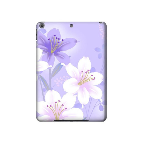 W2361 Purple White Flowers Tablet Hard Case For iPad 10.2 (2021,2020,2019), iPad 9 8 7