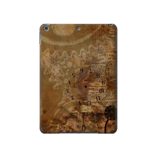 W3456 Vintage Paper Clock Steampunk Tablet Hard Case For iPad 10.2 (2021,2020,2019), iPad 9 8 7