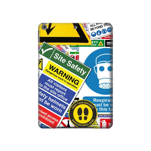 W3960 Safety Signs Sticker Collage Tablet Hard Case For iPad 10.2 (2021,2020,2019), iPad 9 8 7