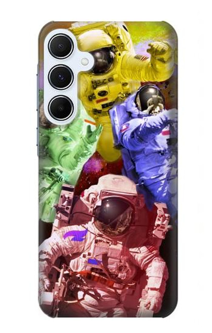 W3914 Colorful Nebula Astronaut Suit Galaxy Hard Case and Leather Flip Case For Samsung Galaxy A55 5G