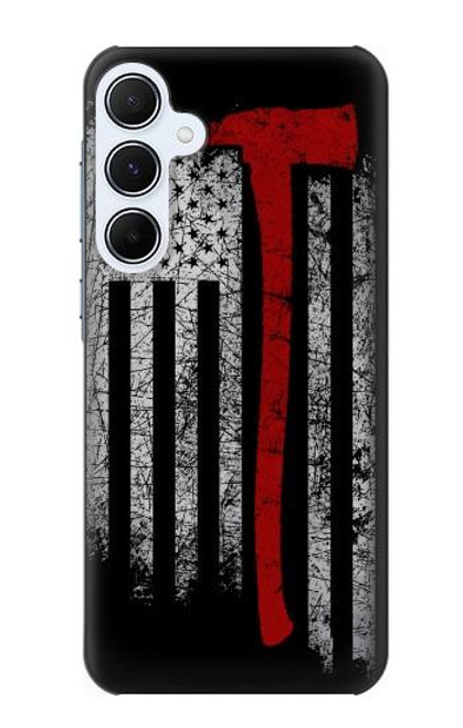 W3958 Firefighter Axe Flag Hard Case and Leather Flip Case For Samsung Galaxy A55 5G