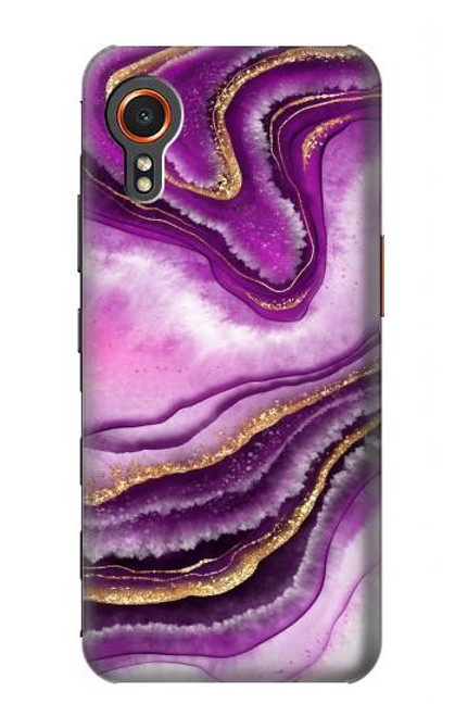 W3896 Purple Marble Gold Streaks Hard Case and Leather Flip Case For Samsung Galaxy Xcover7