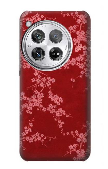 W3817 Red Floral Cherry blossom Pattern Hard Case and Leather Flip Case For OnePlus 12