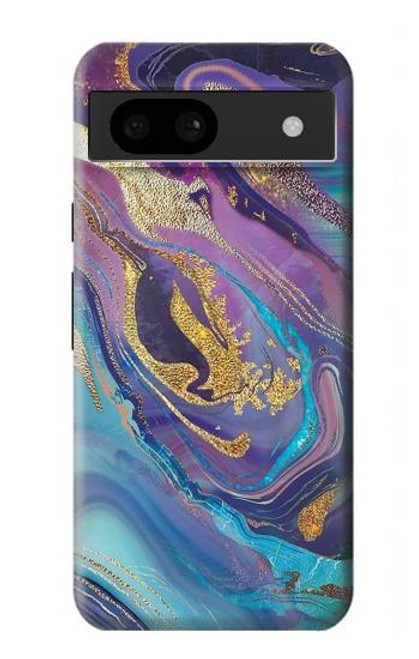 W3676 Colorful Abstract Marble Stone Hard Case and Leather Flip Case For Google Pixel 8a