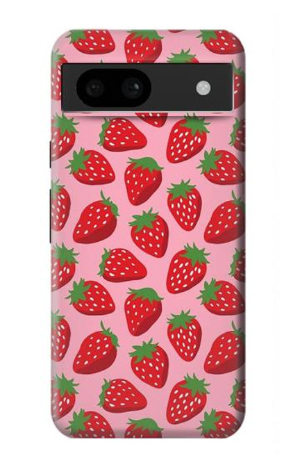 W3719 Strawberry Pattern Hard Case and Leather Flip Case For Google Pixel 8a