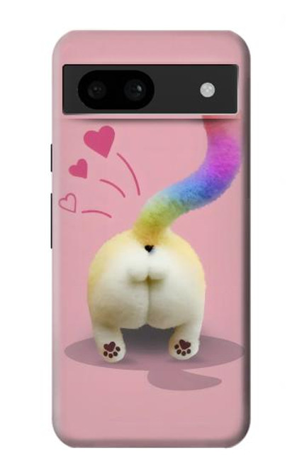 W3923 Cat Bottom Rainbow Tail Hard Case and Leather Flip Case For Google Pixel 8a