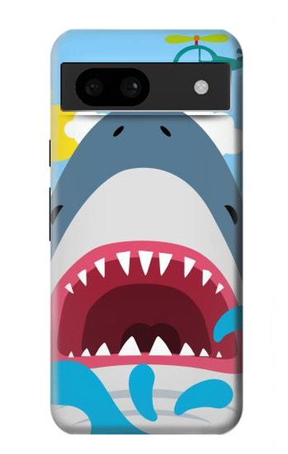 W3947 Shark Helicopter Cartoon Hard Case and Leather Flip Case For Google Pixel 8a