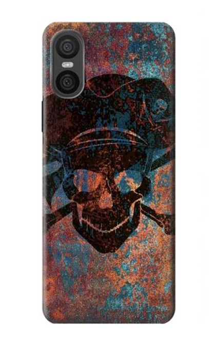 W3895 Pirate Skull Metal Hard Case and Leather Flip Case For Sony Xperia 10 VI